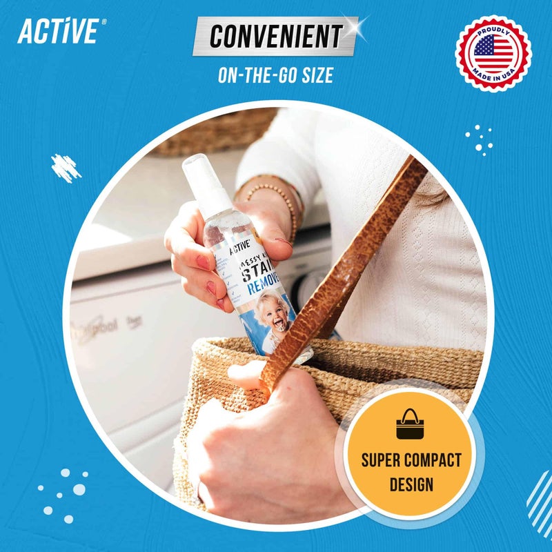 Active Messy Kids Stain Remover Spray - 3 Pack 4oz Laundry Spot Cleaner, Natural Stain Treater Spray for Baby Clothes, Toddler Clothing, Value-Size Solution for Food, Oil Stains, Great for Travel - 12 oz - Image 3